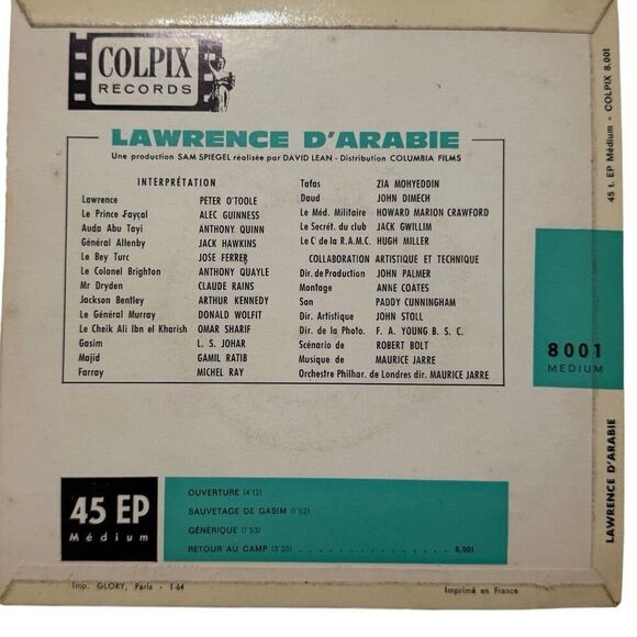 MAURICE JARRE Lawrence d'Arabie France EP 7 1963 OST - Picture 2 of 8